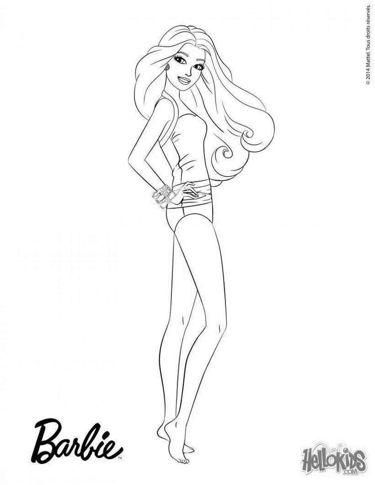 Bright barbie in swimsuit coloring book