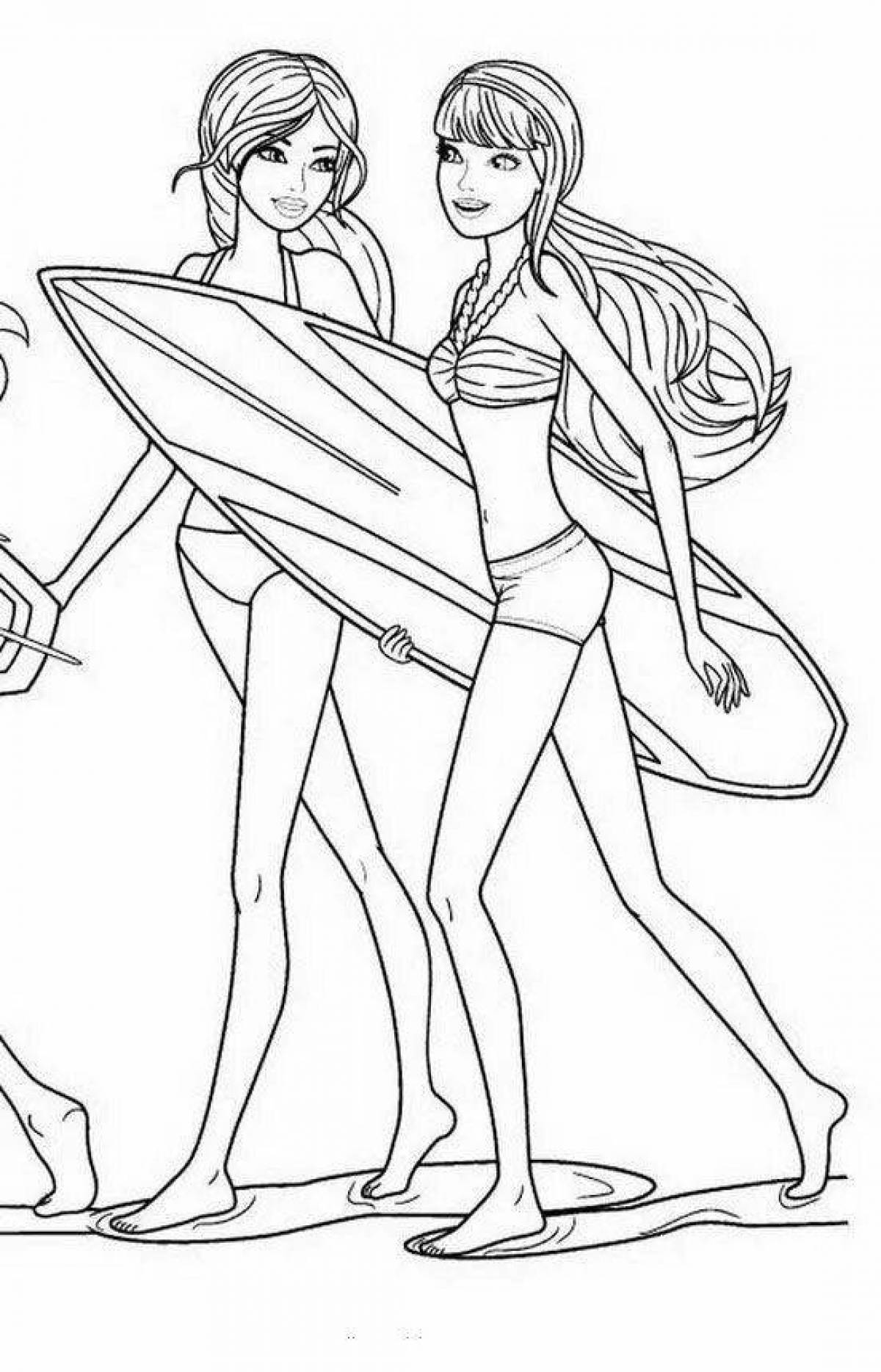 Coloring page wild barbie in a bathing suit
