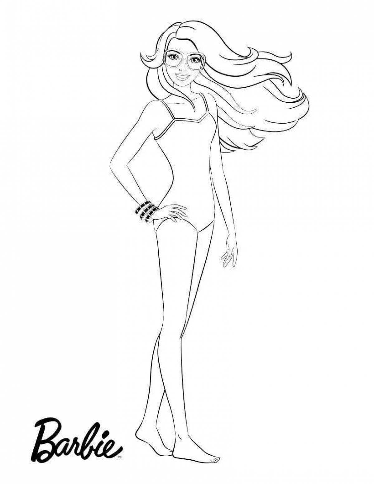 Coloring page joyful barbie in a bathing suit