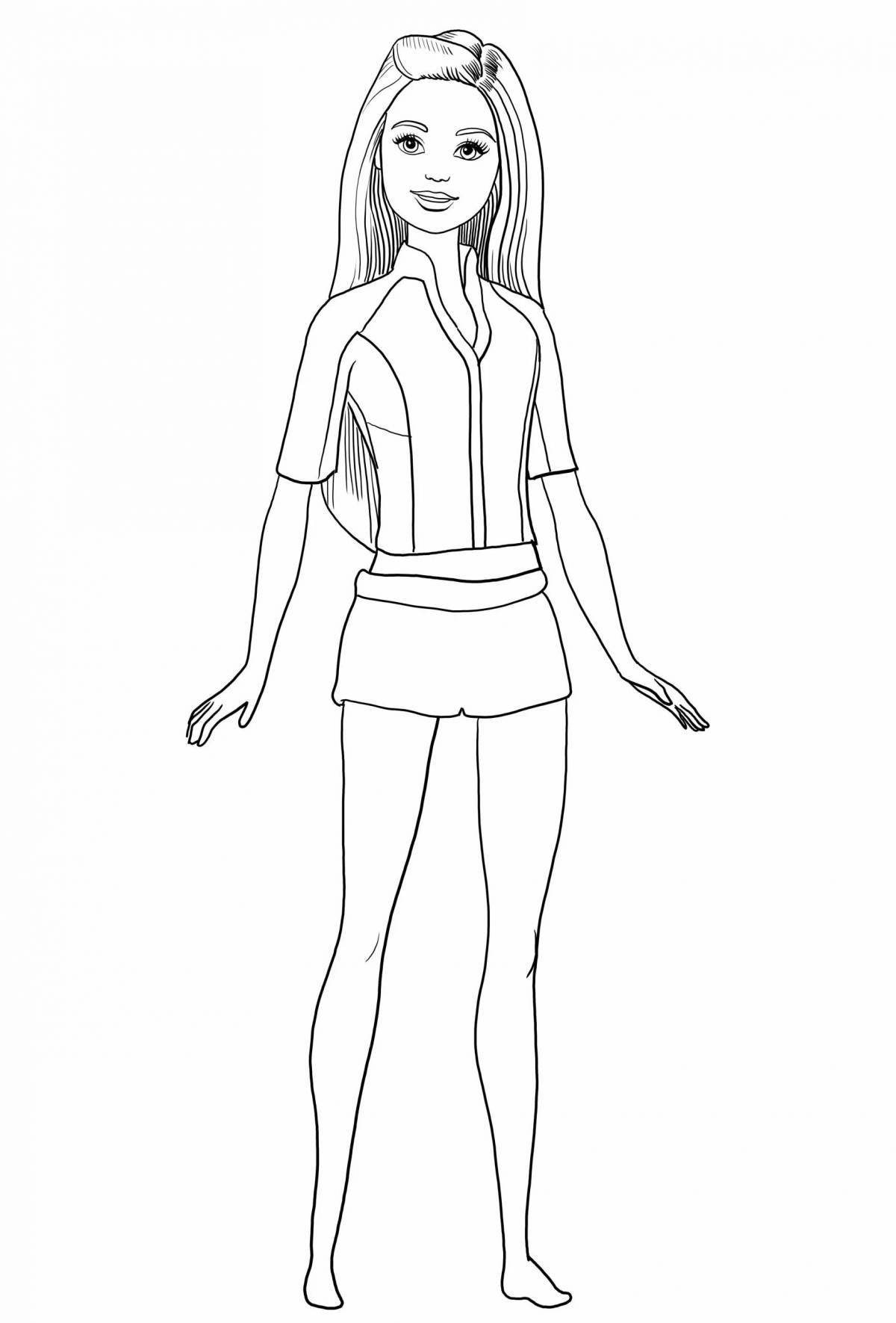 Colorful barbie in swimsuit coloring book