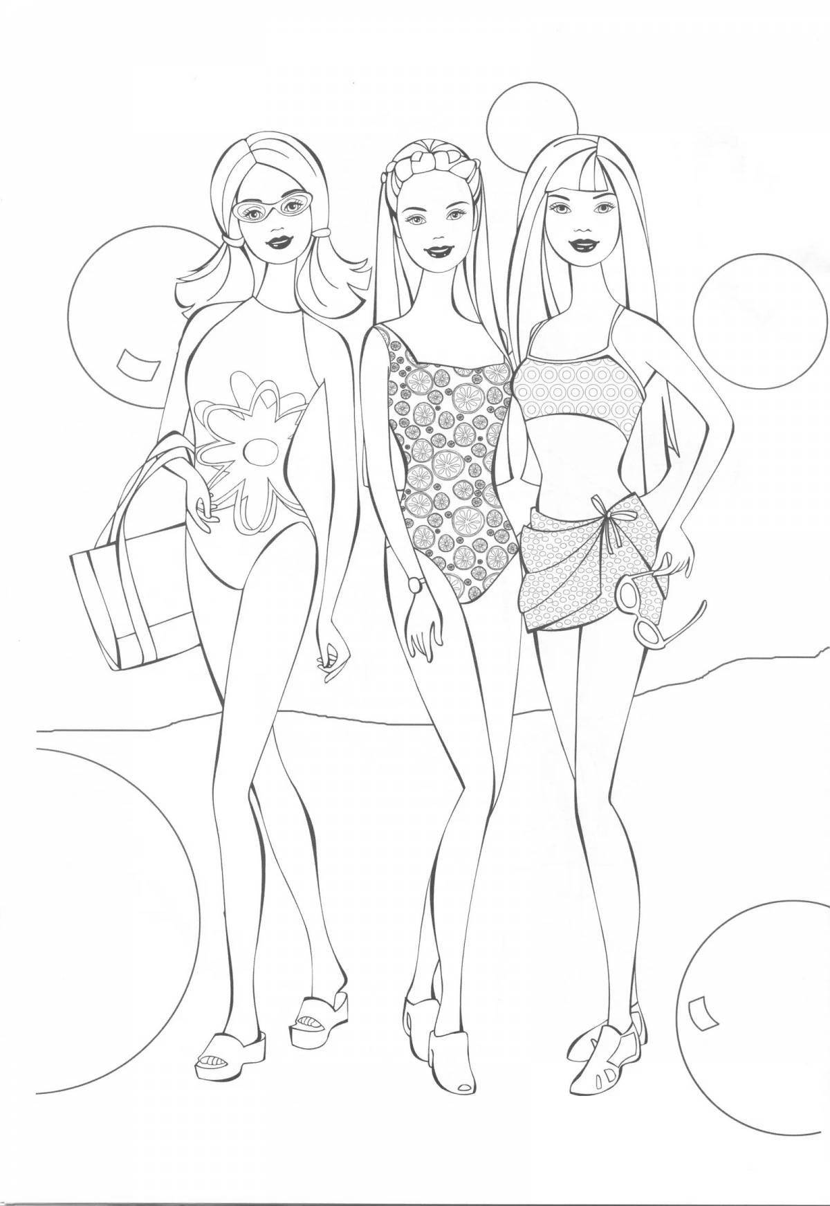 Coloring page dazzling barbie in a bathing suit