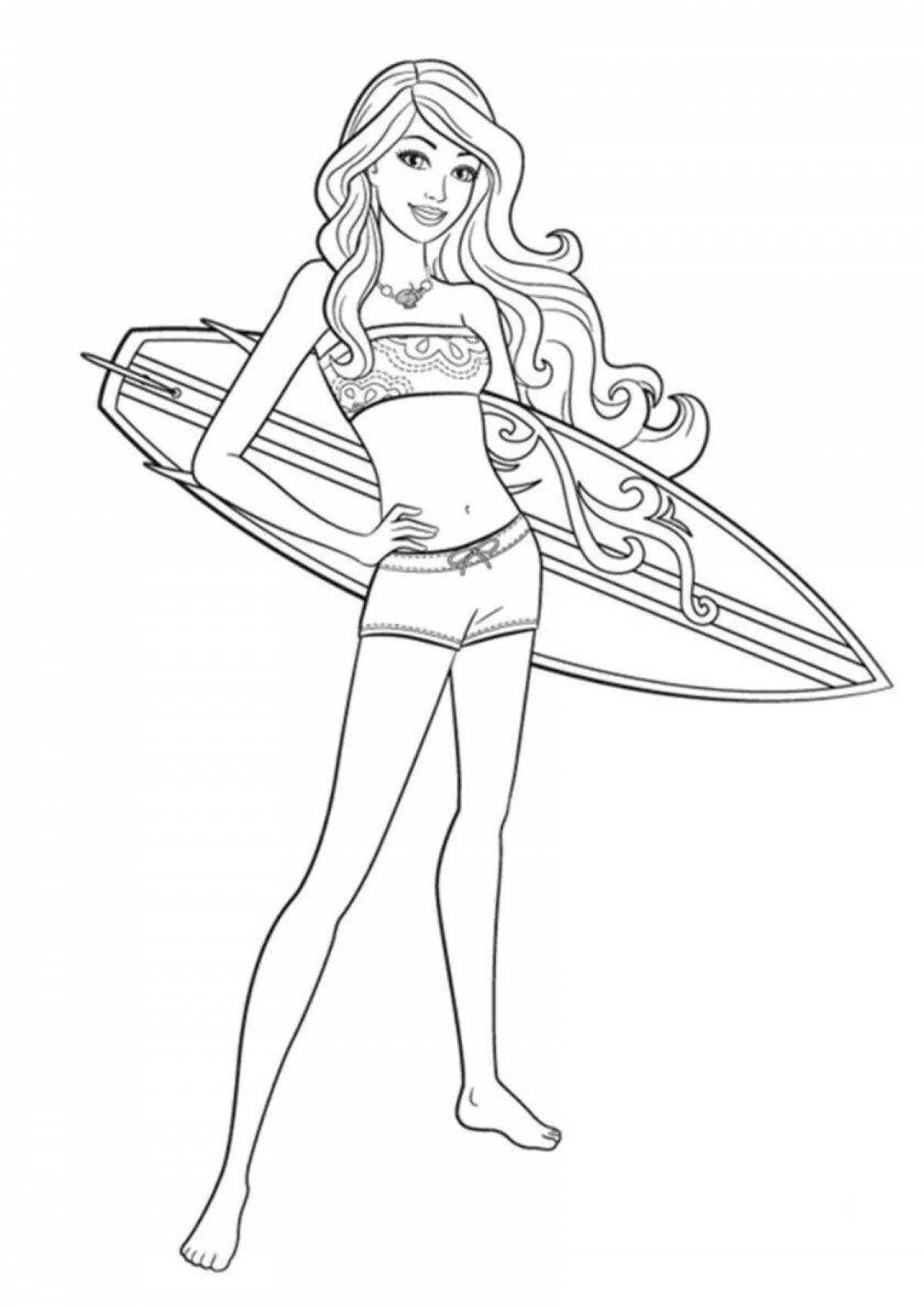 Coloring page mesmerizing barbie in a bathing suit