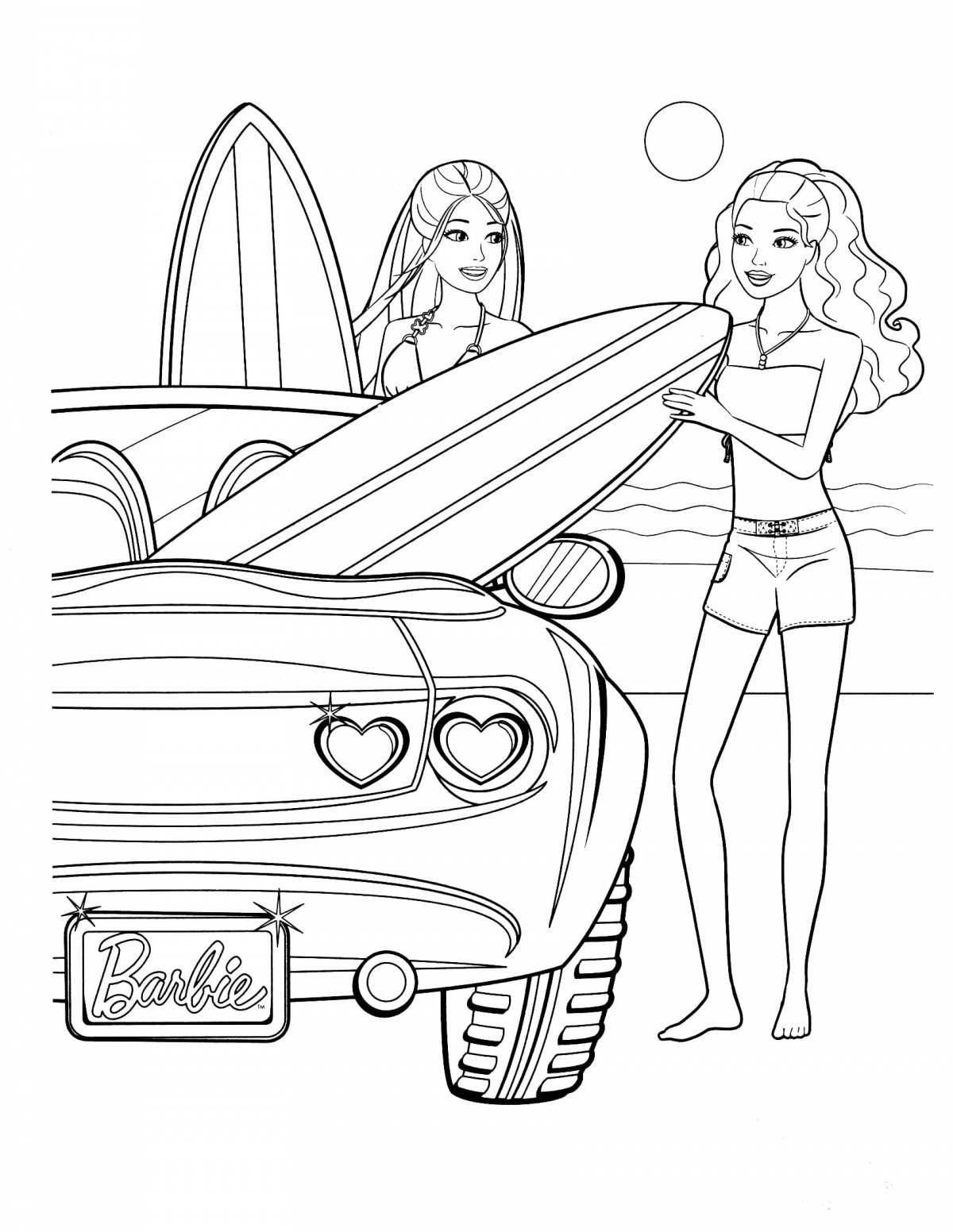 Coloring page royal barbie in swimsuit