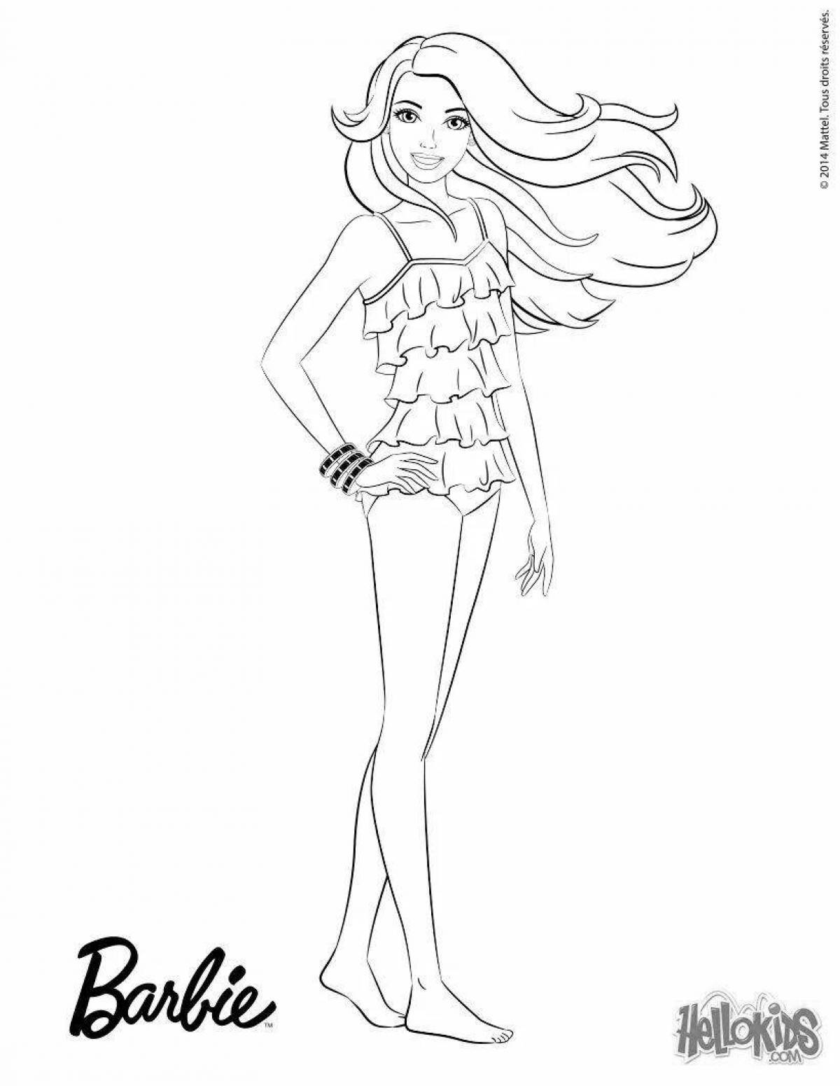 Coloring page grandiose barbie in a bathing suit