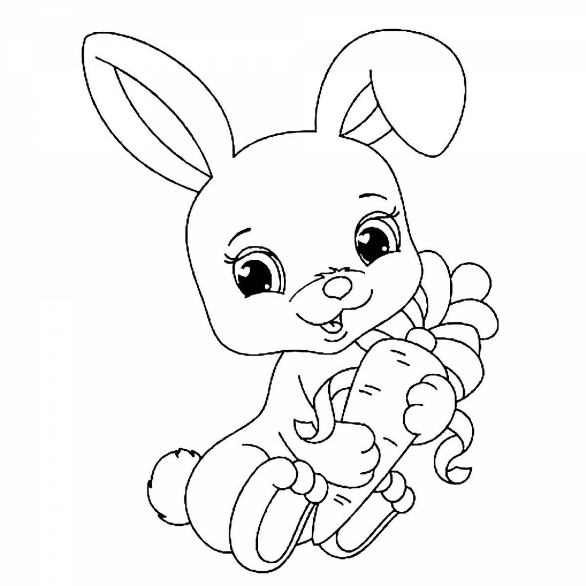 Coloring merry rabbit new year