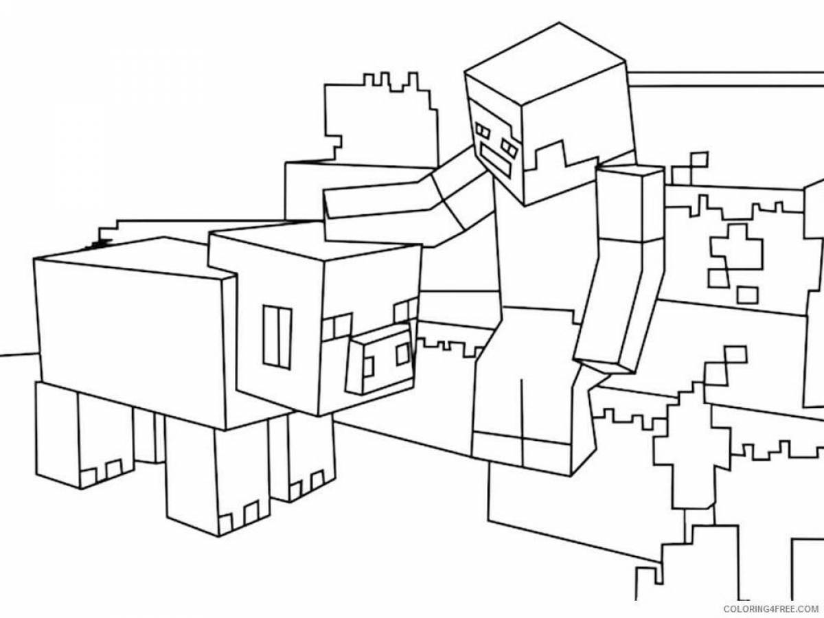 Раскраска лего майнкрафт Стив