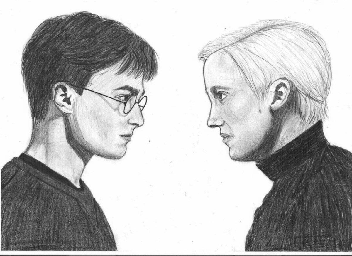 Нарисовать Гарри Поттера и Драко Малфоя