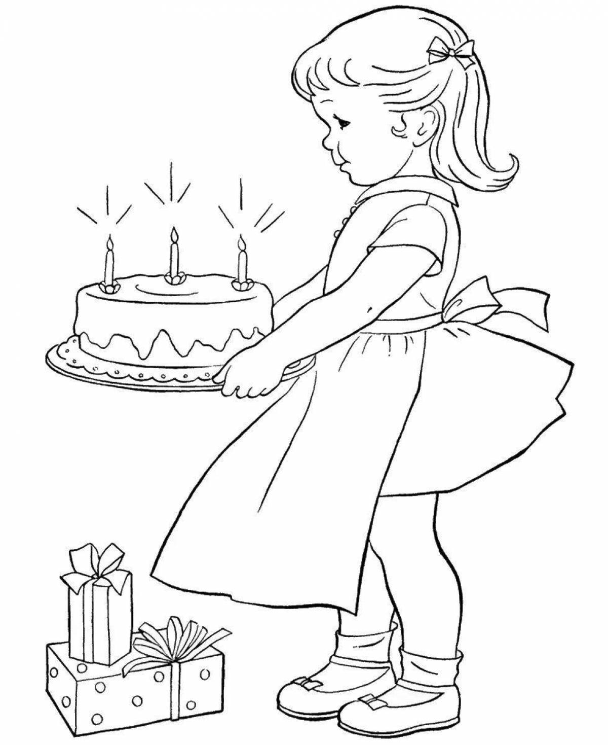 Раскраска с днём рождения для девочки