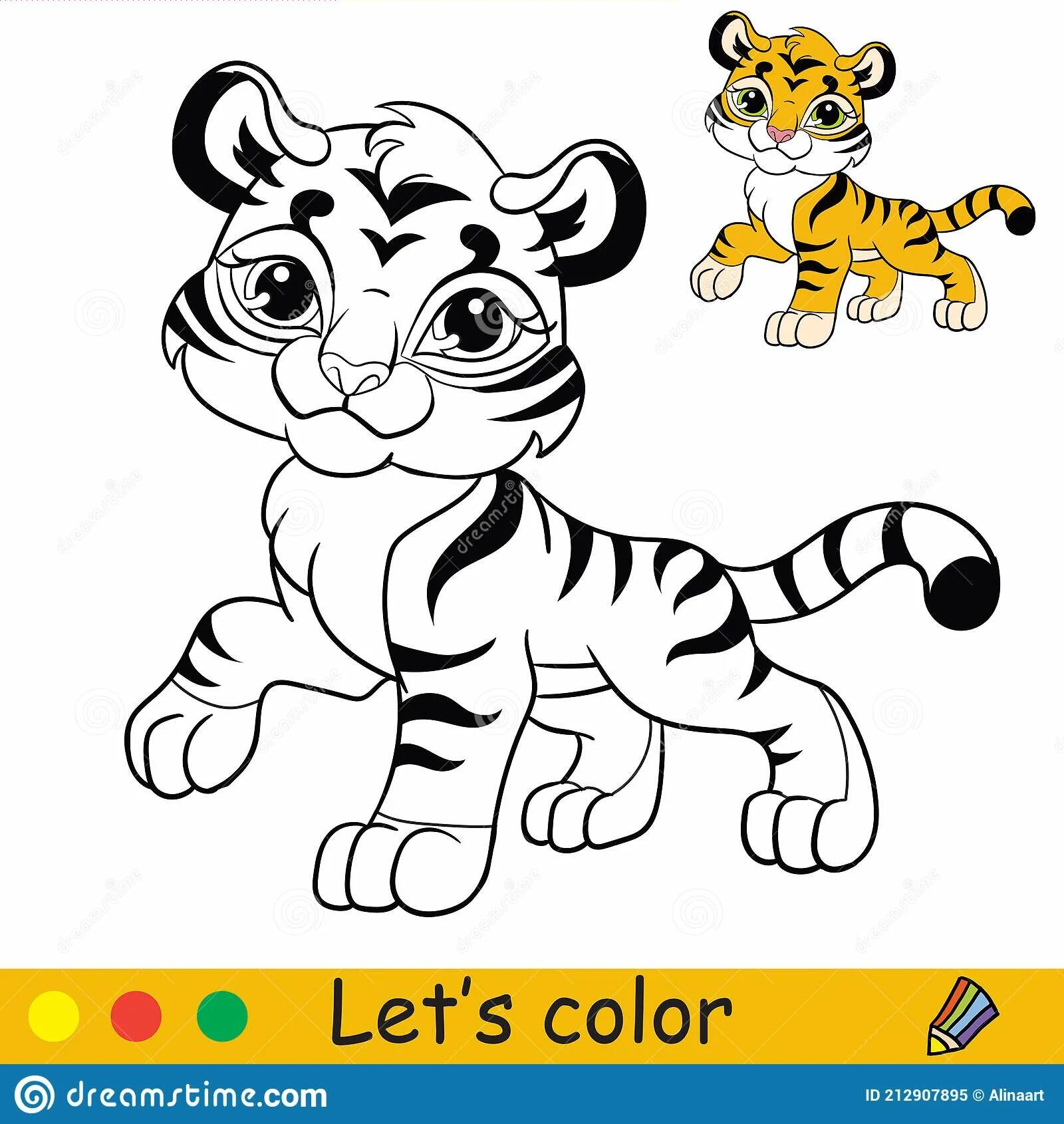 Coloring book nice tiger cub