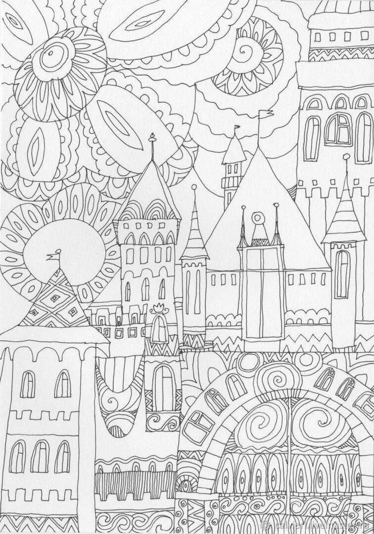 Luminous stress reliever read city coloring book