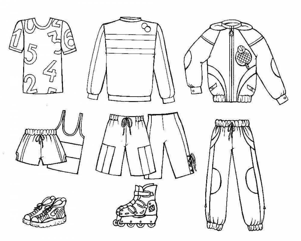 Colorful clothing coloring page for 6-7 year olds