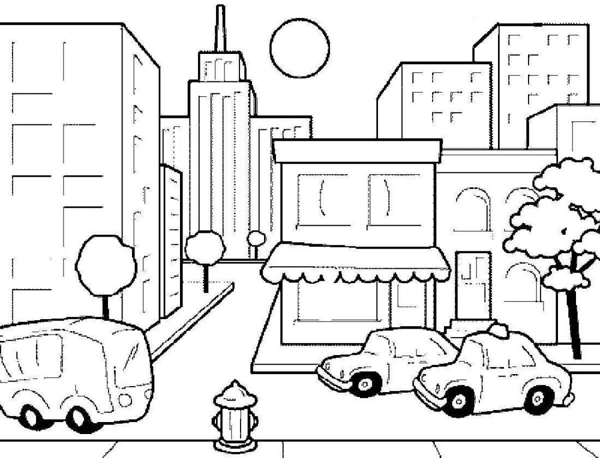 Radiant city with cars