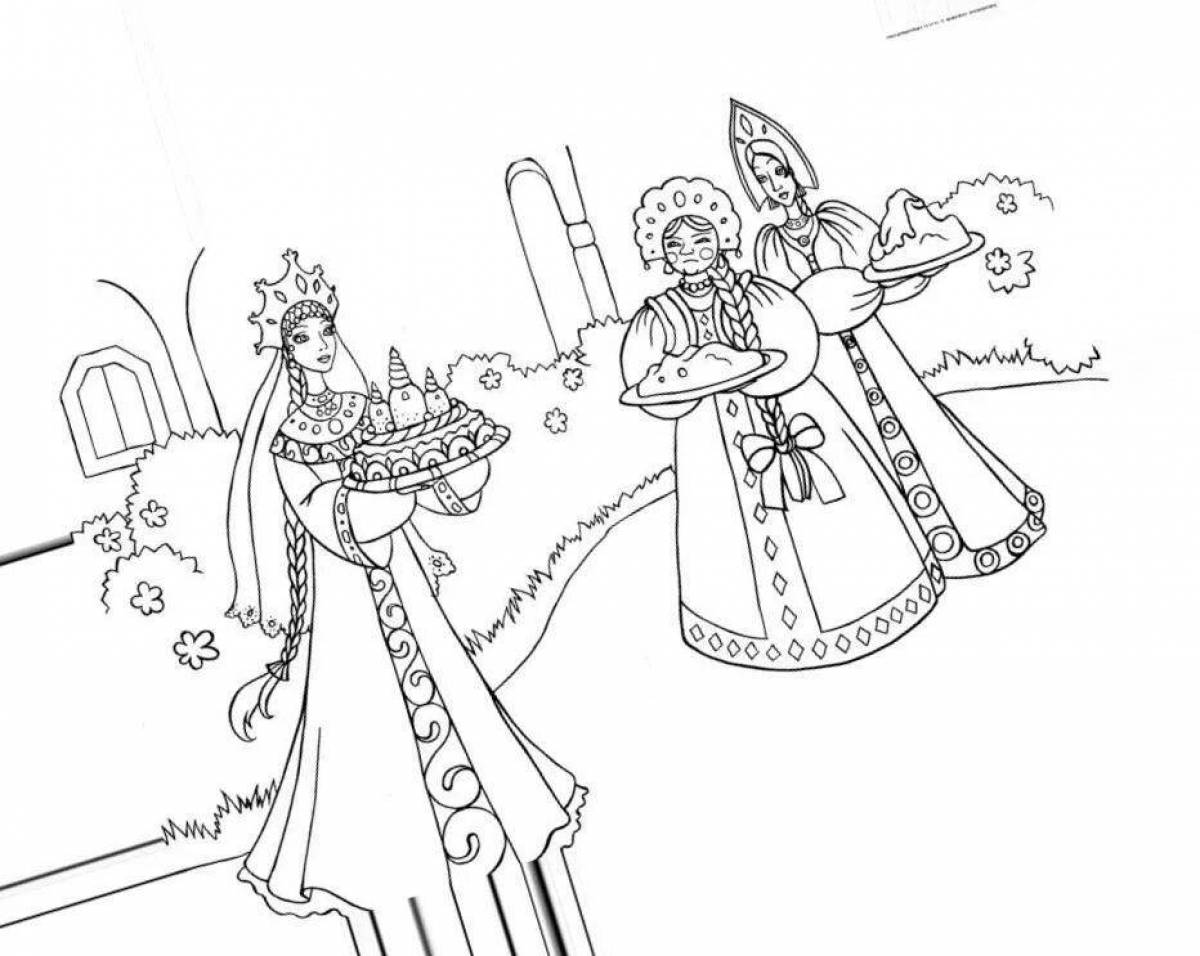 Игривая раскраска принцесса лягушка сказка