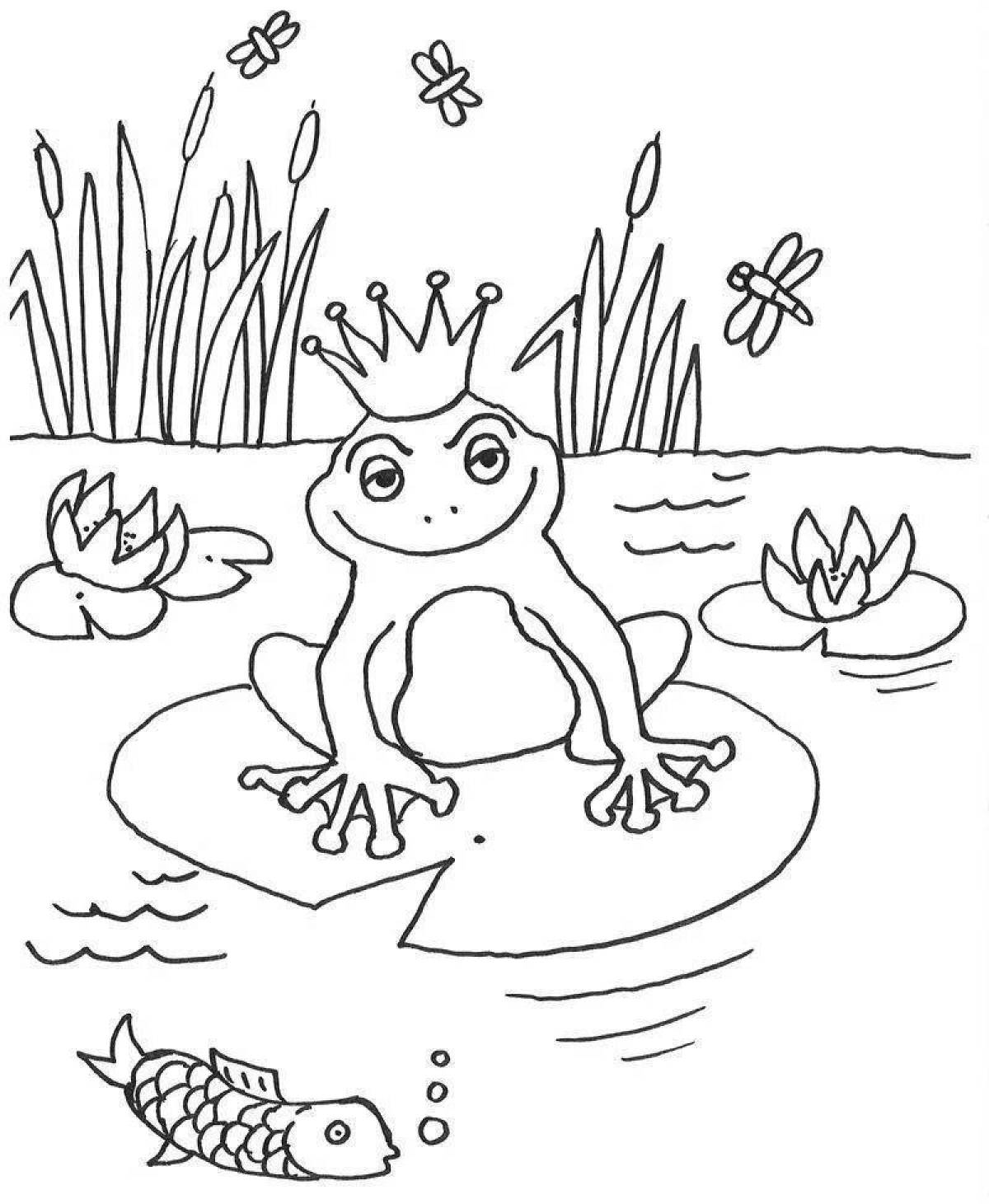 Mystical coloring princess frog fairy tale