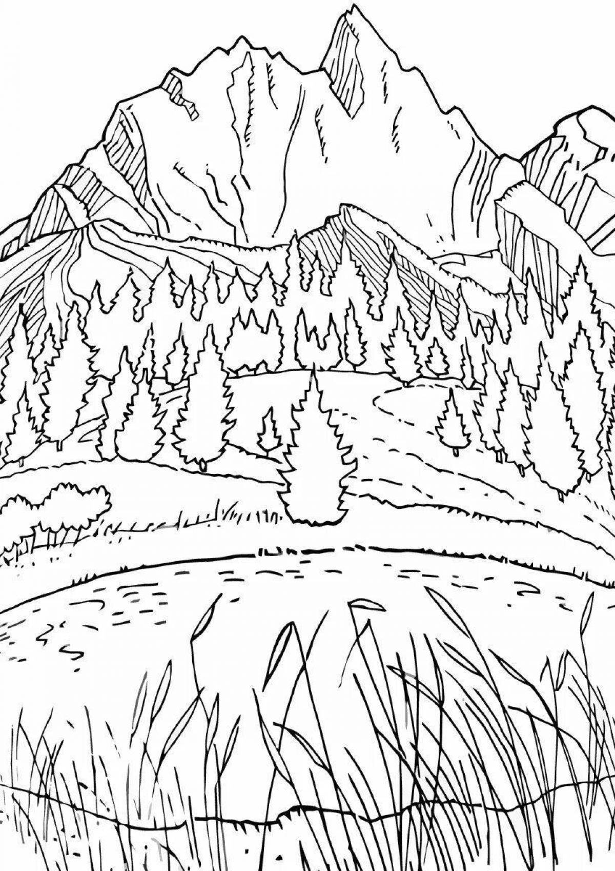 Glittering lake coloring page