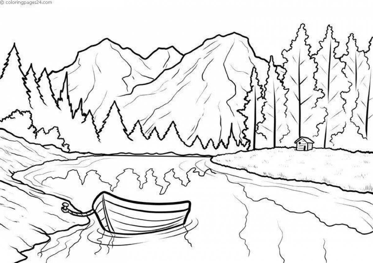 Glowing lake coloring page