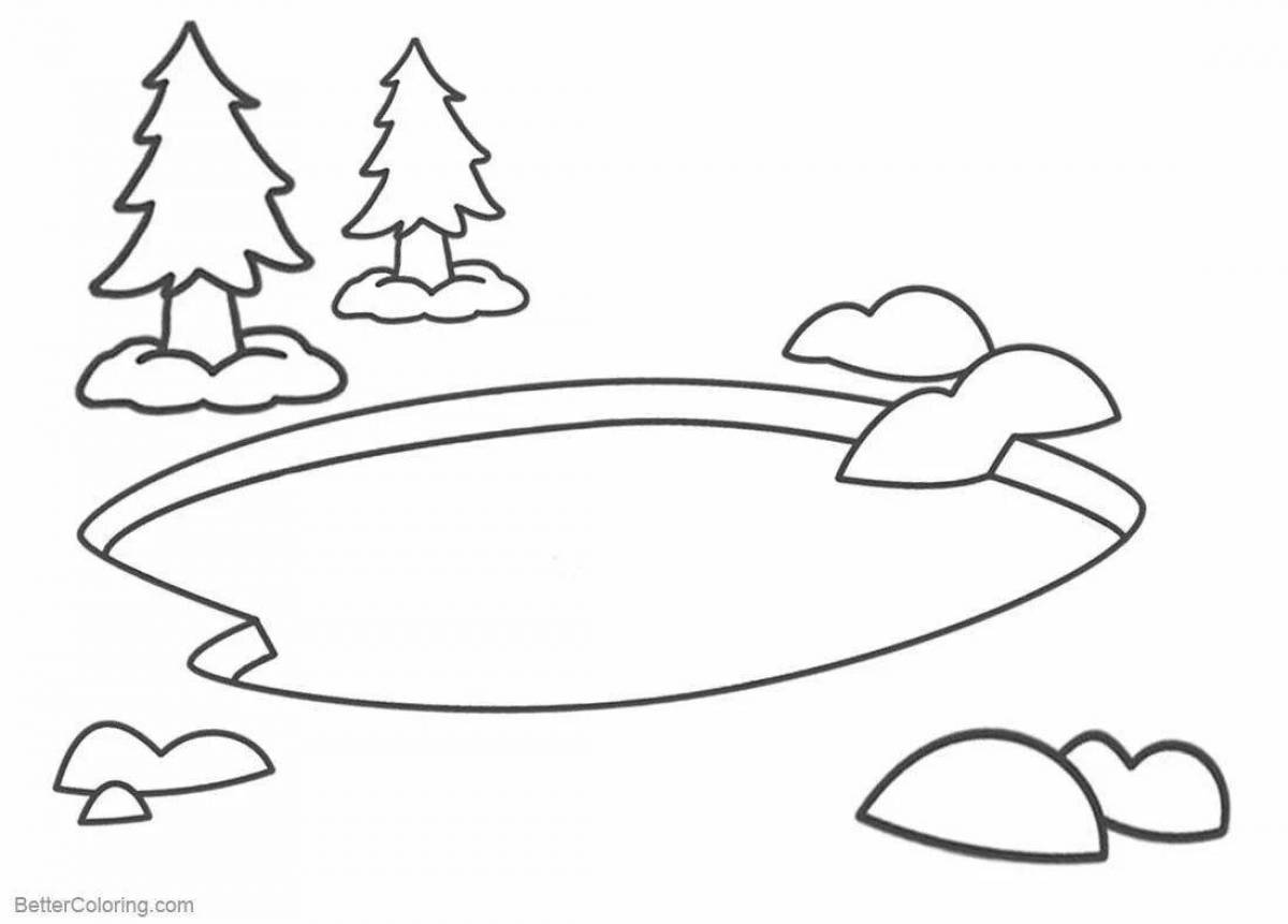 Coloring page inviting lake