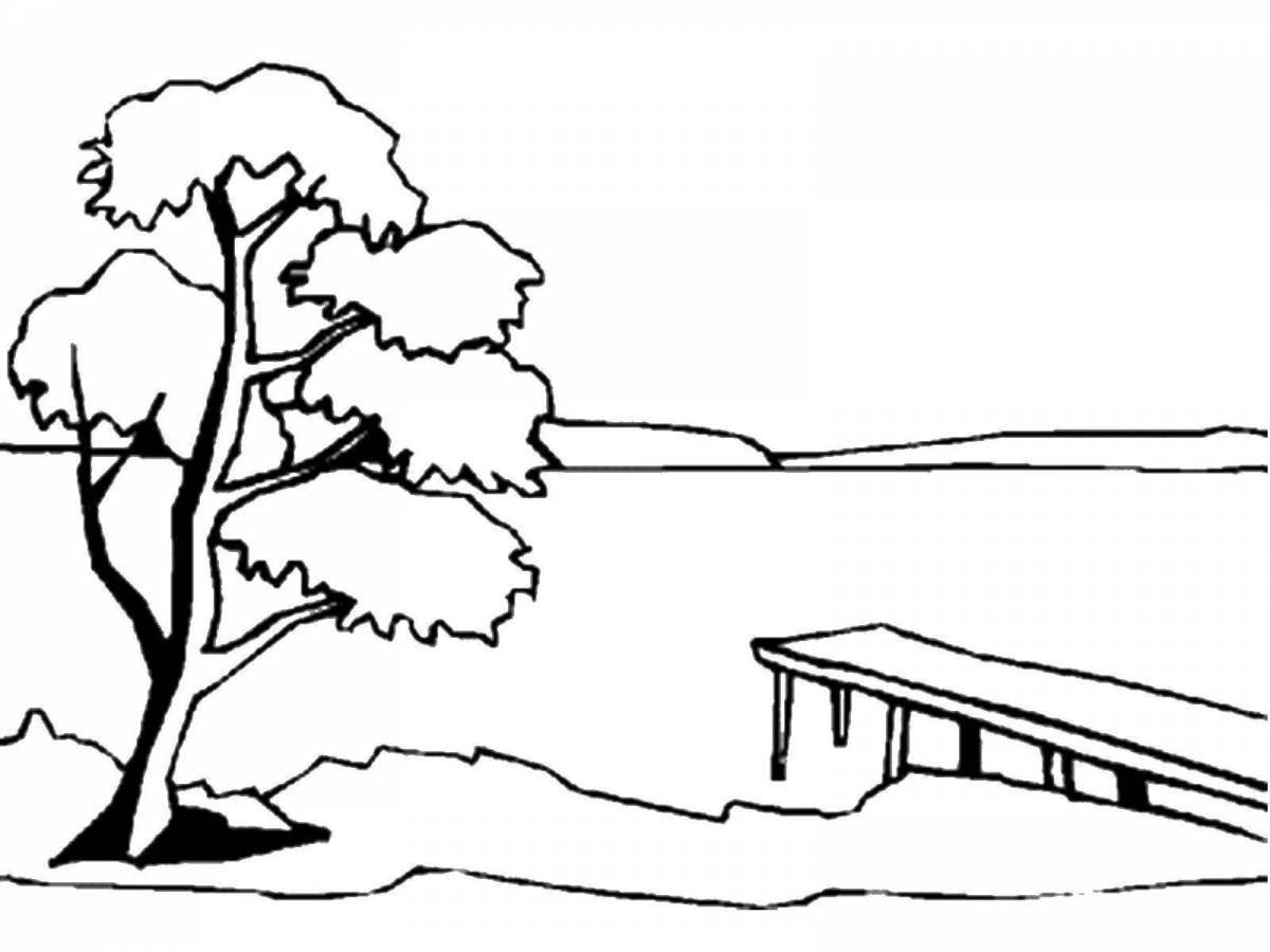 Amazing lake coloring page