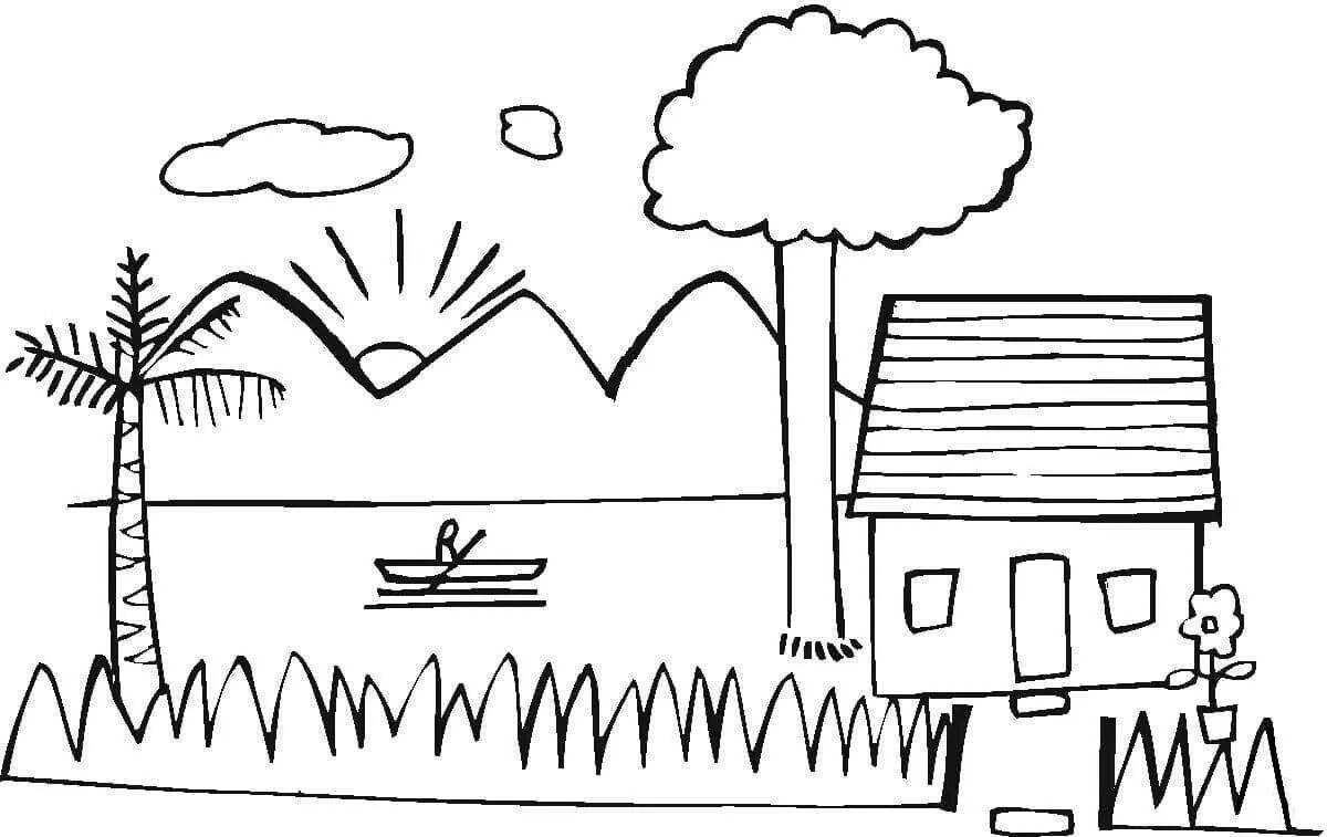 Coloring page mesmerizing lake