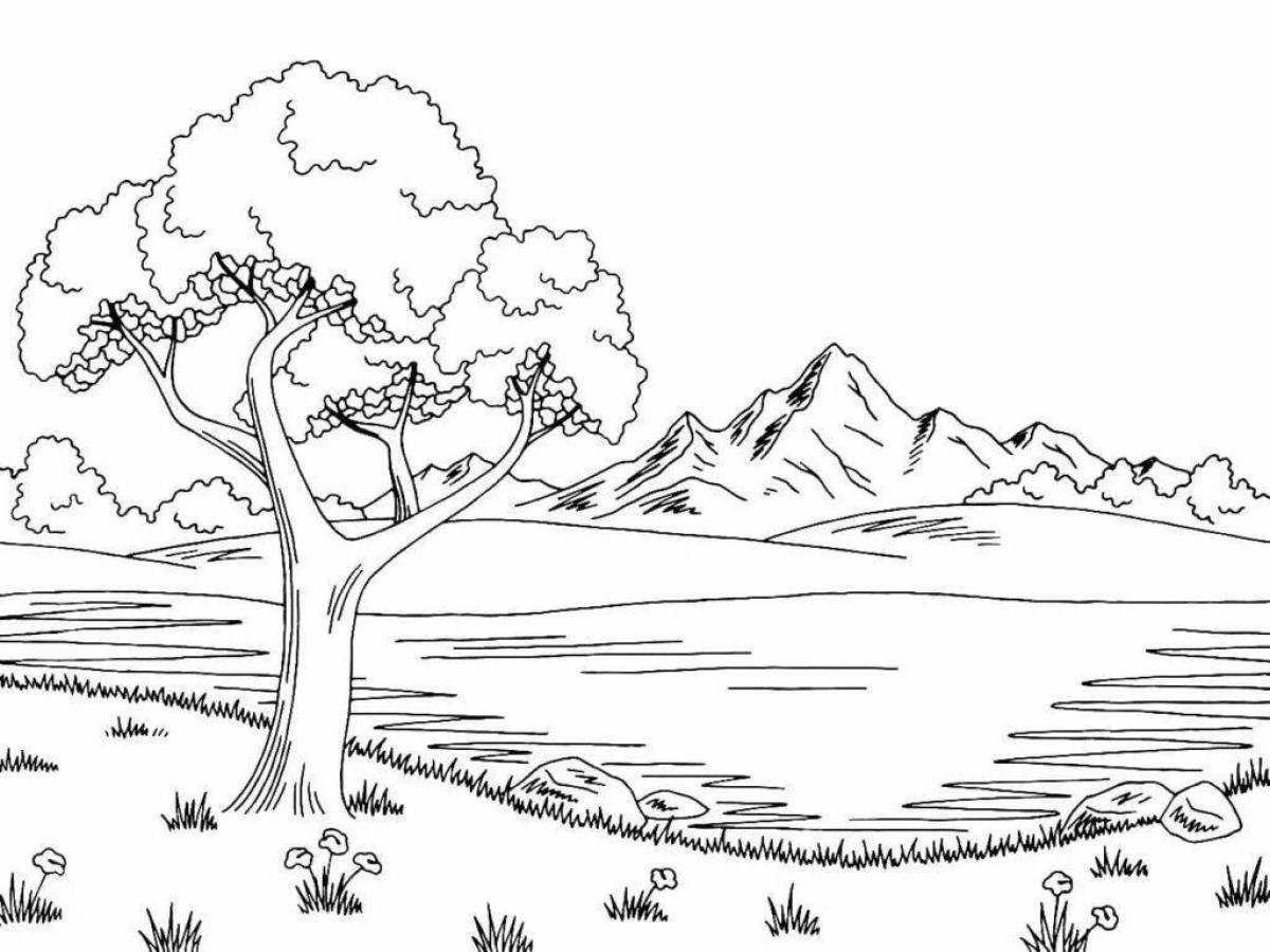 Coloring page incredible lake