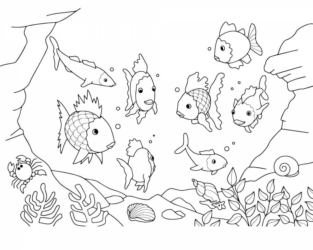 Coloring page magical underwater world