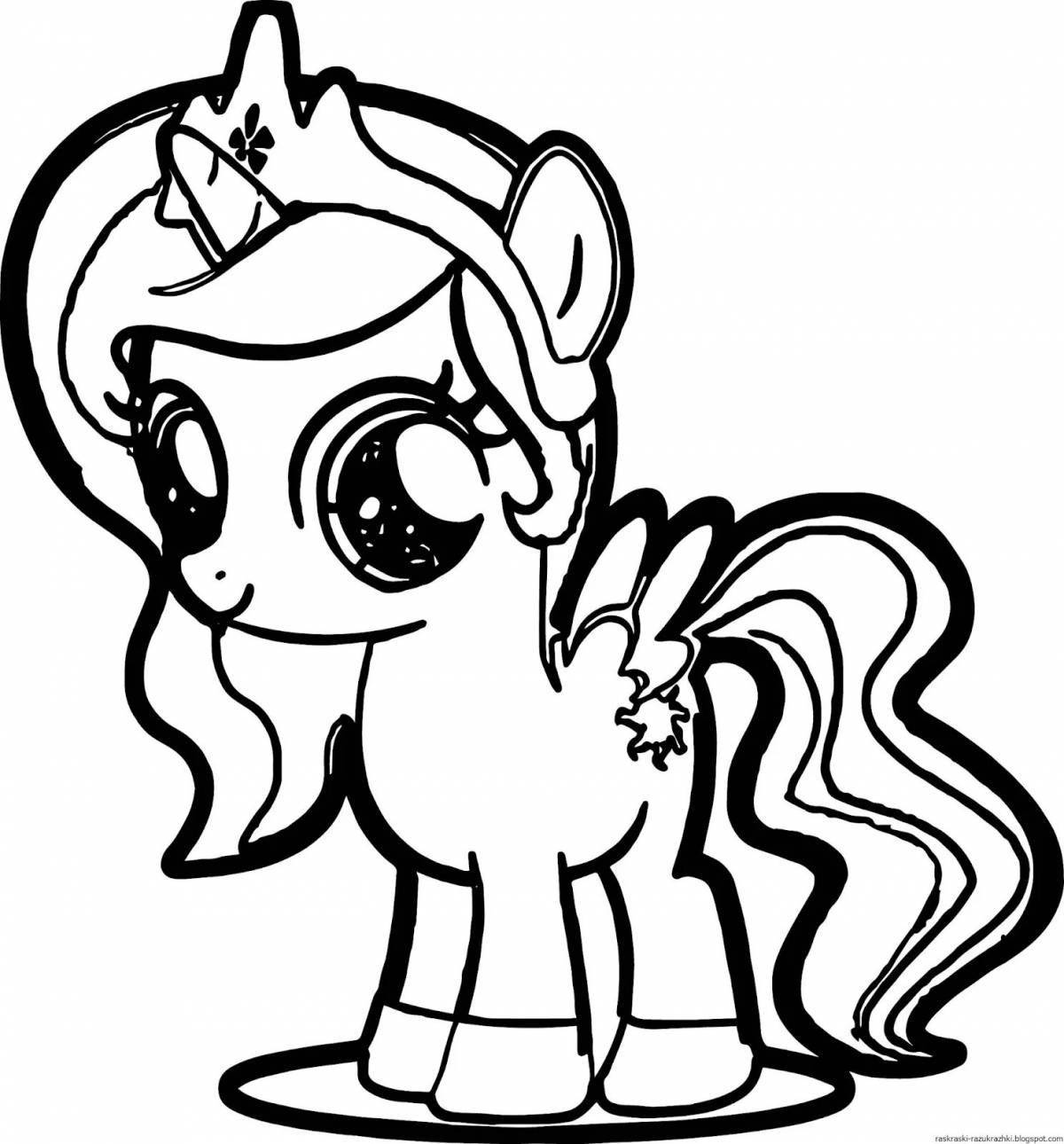 Happy pony coloring pages for 3-4 year olds