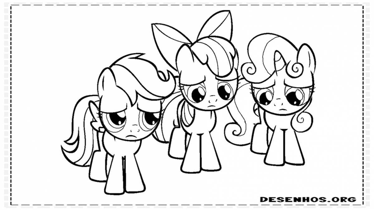 Relaxing pony coloring book for 3-4 year olds