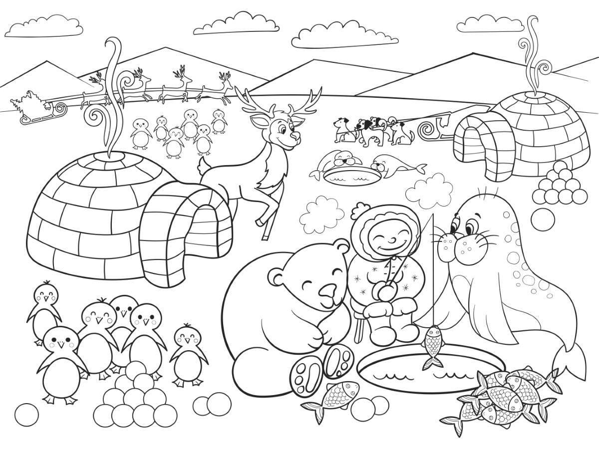 Cute coloring pages animals of the north