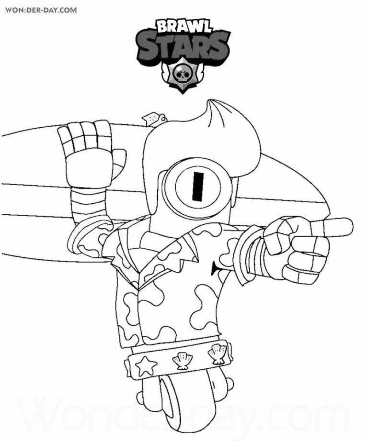 Colorful sam from brawl stars coloring book