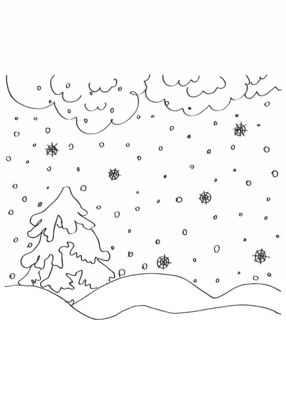 Relaxing snow coloring book for kids