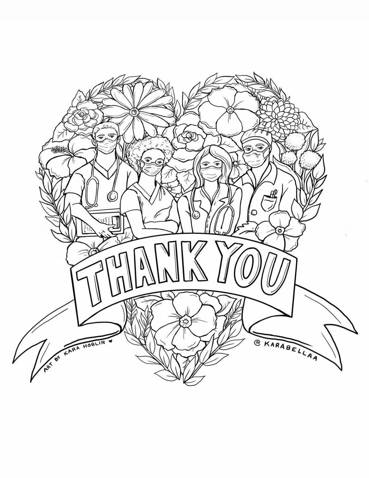 Joyful thank you coloring pages for kids
