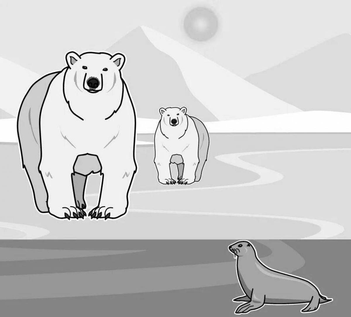 Glacial polar bear coloring page