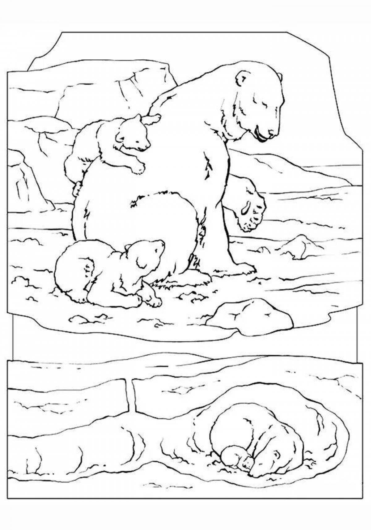 Fancy polar bear coloring page