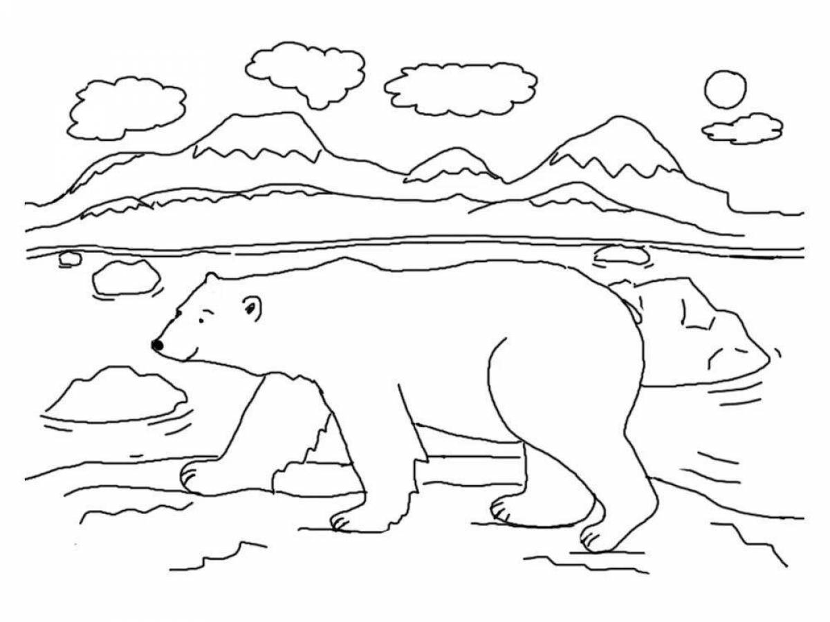 Polar bear in arctic tundra coloring page