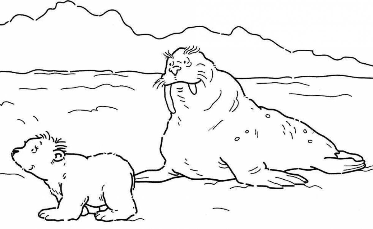 Frozen arctic polar bear coloring page