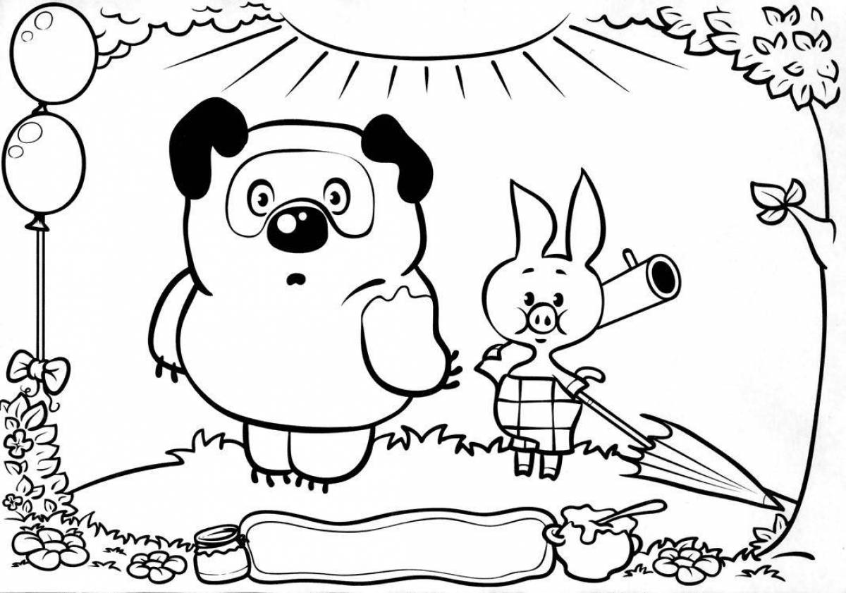 Winnie the Pooh Pig Relaxing Coloring Page