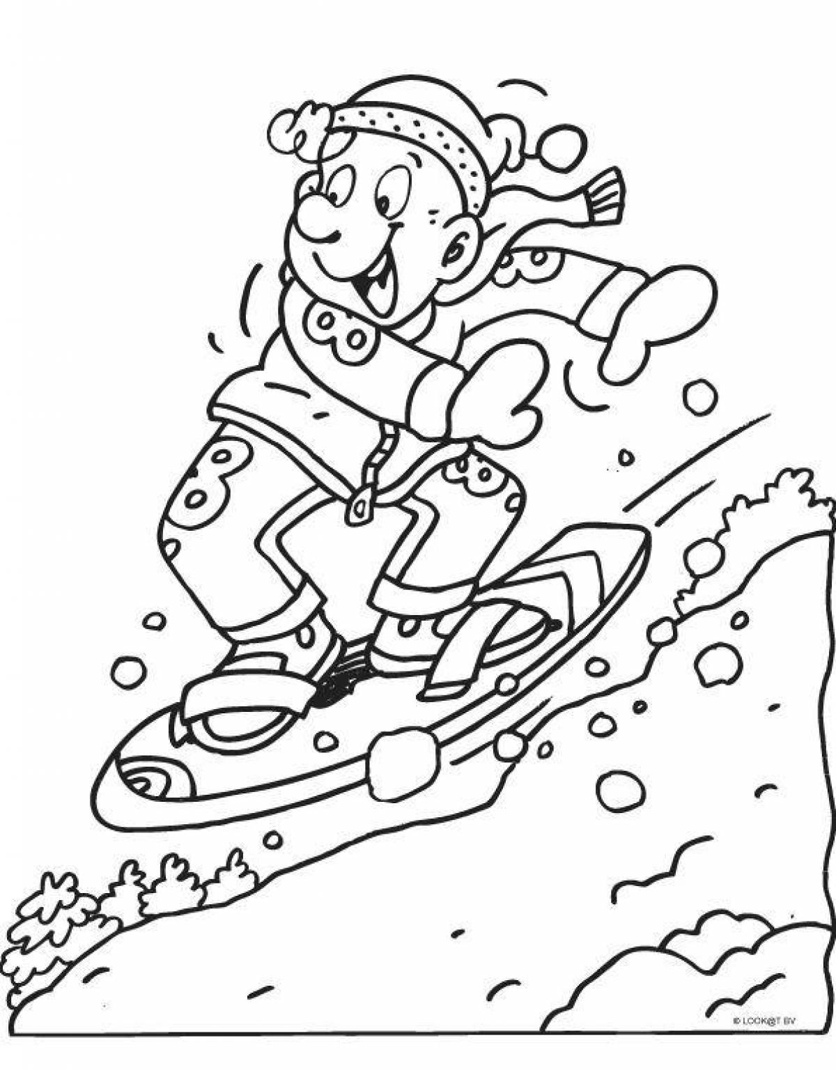 Children's winter sports coloring page