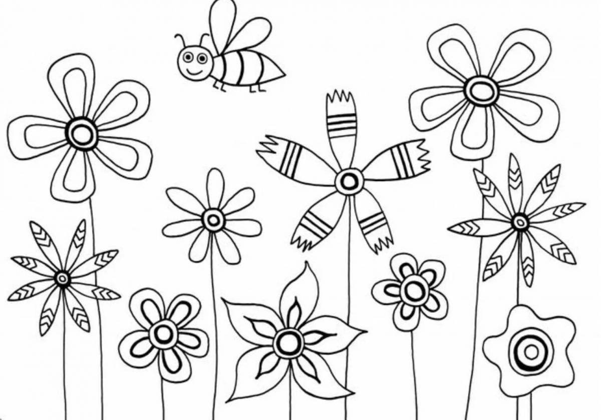 Fun coloring flower for kids