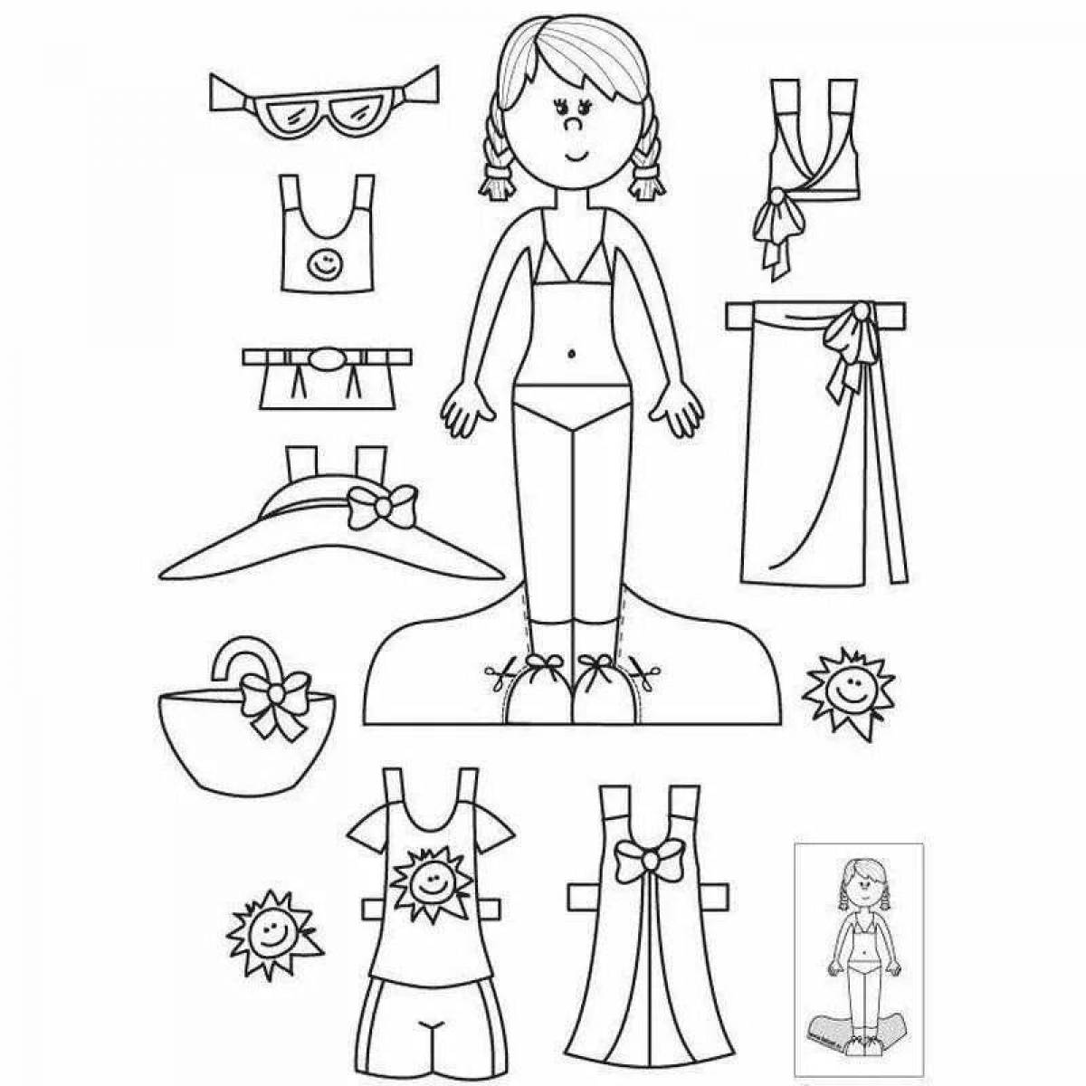 Perfect doll with clothes coloring book