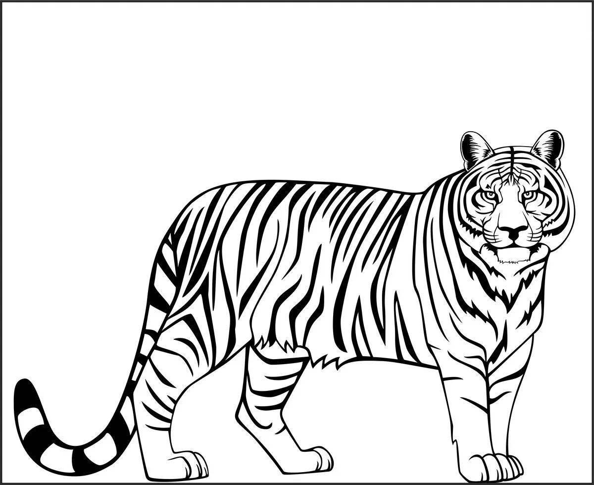 Яркая красная книжная раскраска амурского тигра