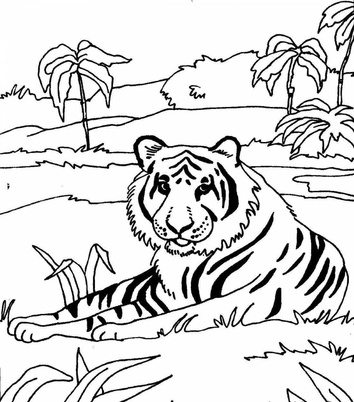 Блестящая красная книга амурский тигр раскраска