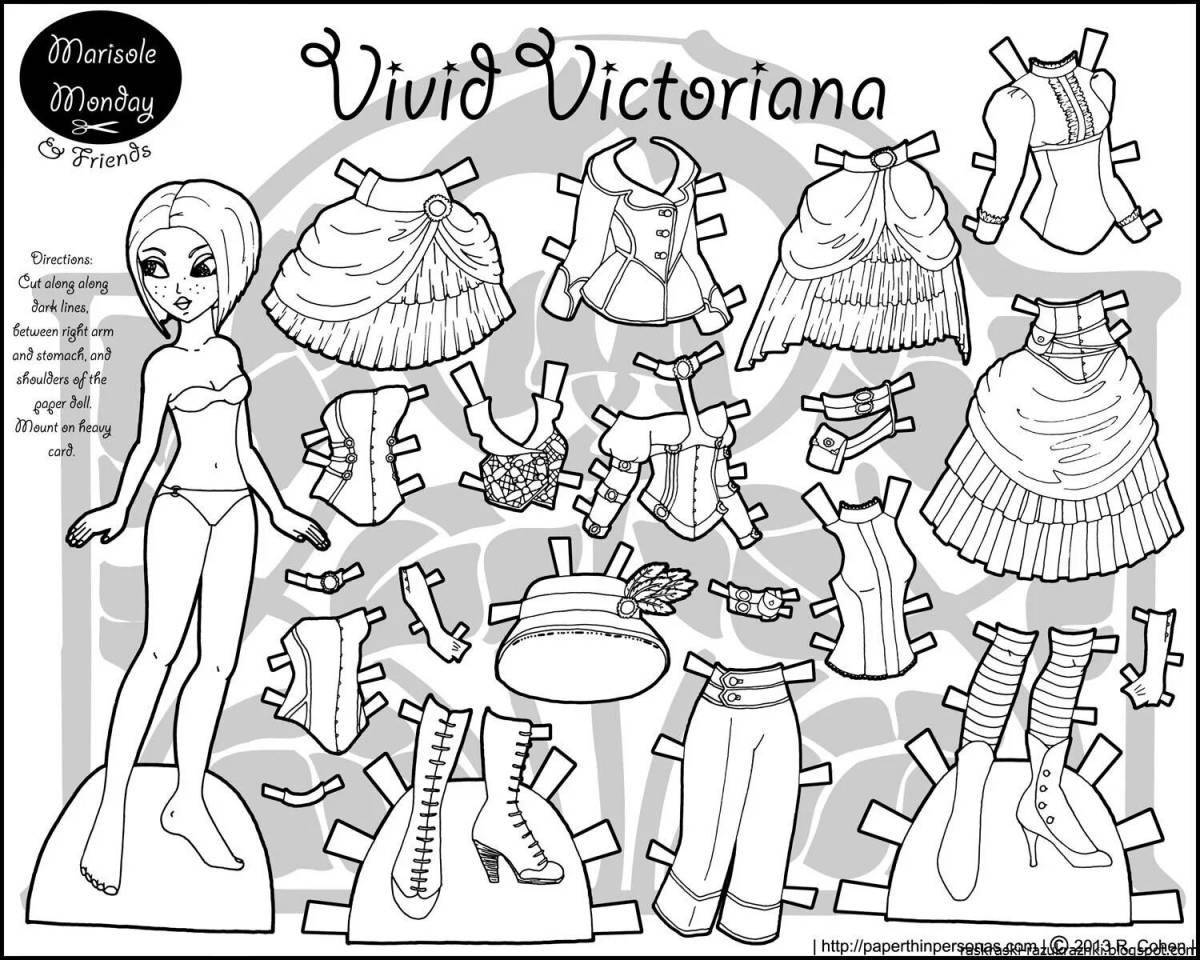 Radiant coloring page dolls for girls with clothes