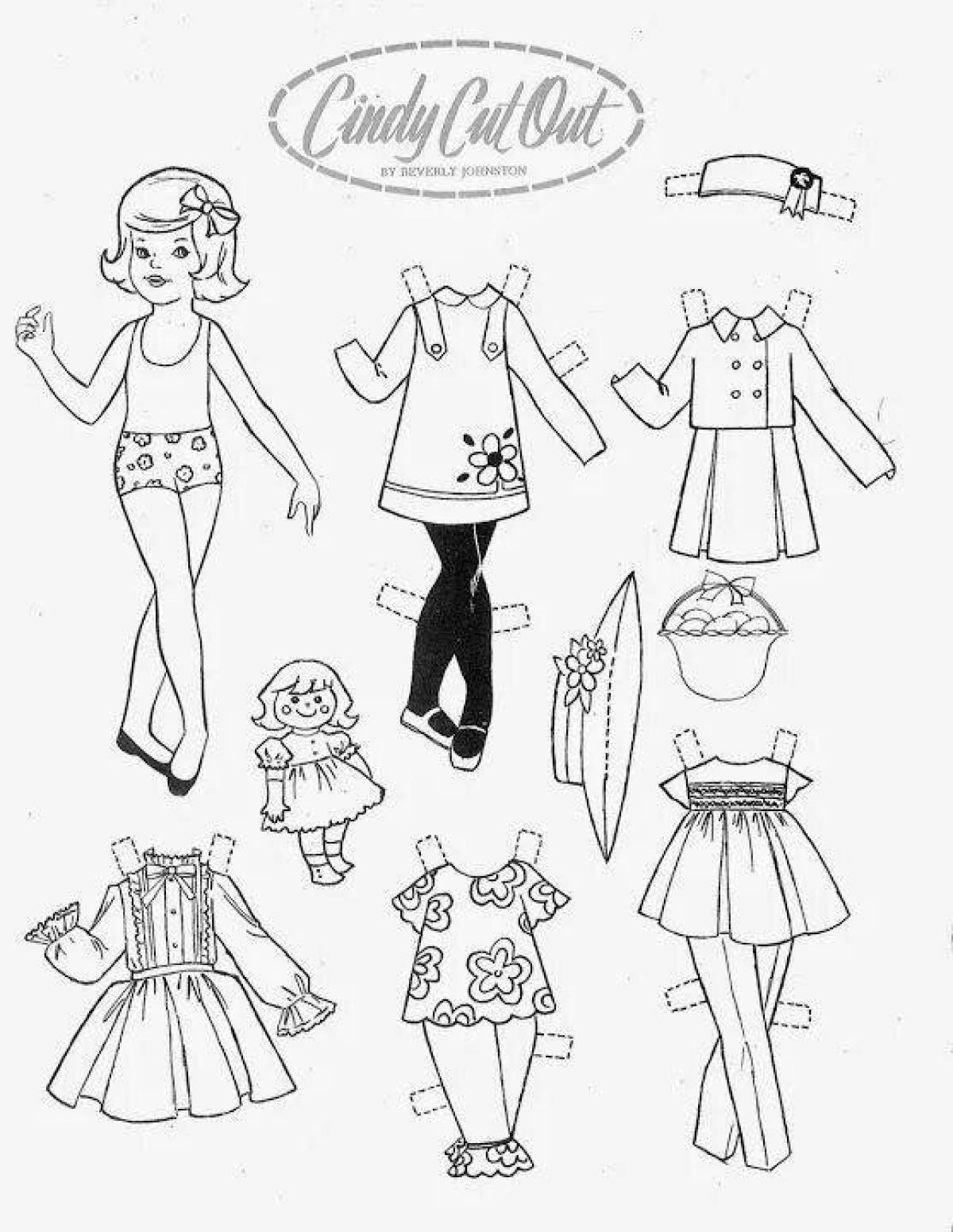 Fashion coloring pages for doll girls with clothes
