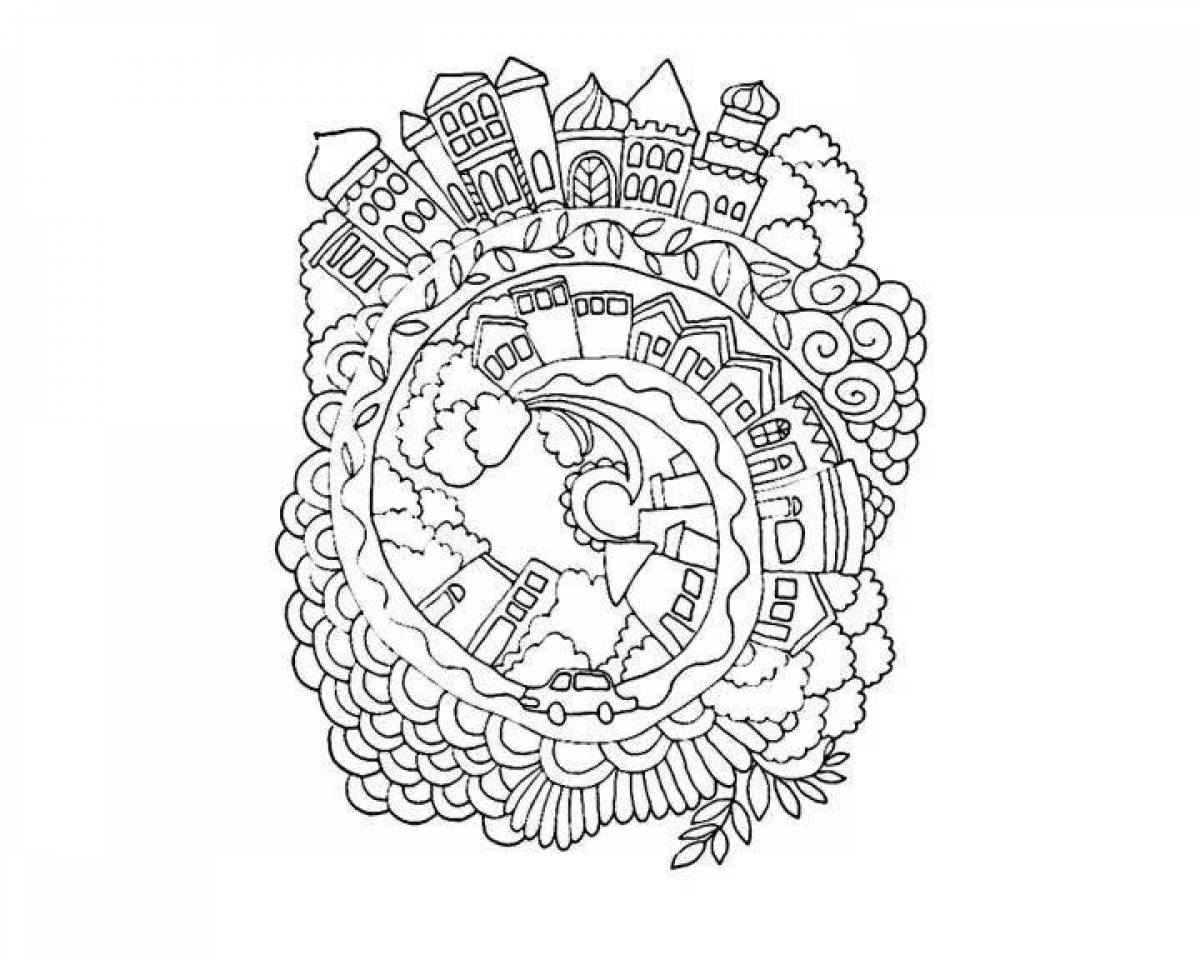 Intricate circle anti-stress coloring book