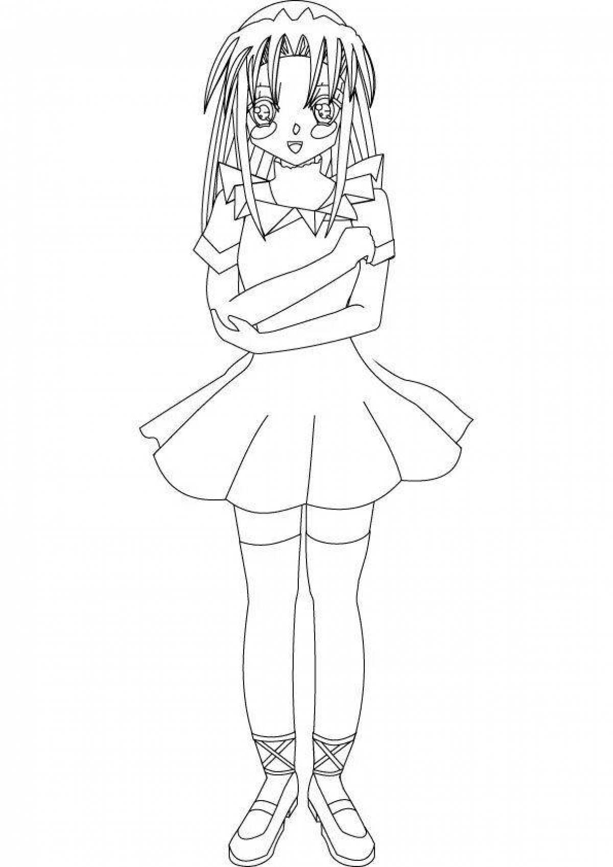 Delightful anime girl coloring pages full body