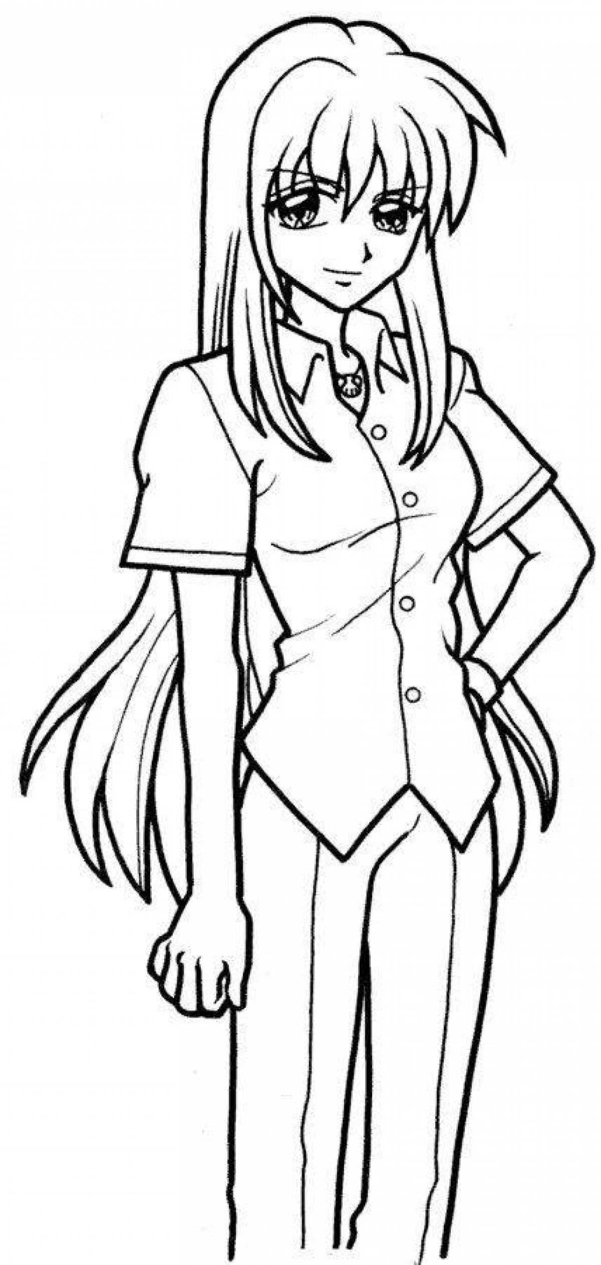 Lovely coloring page anime full body girls