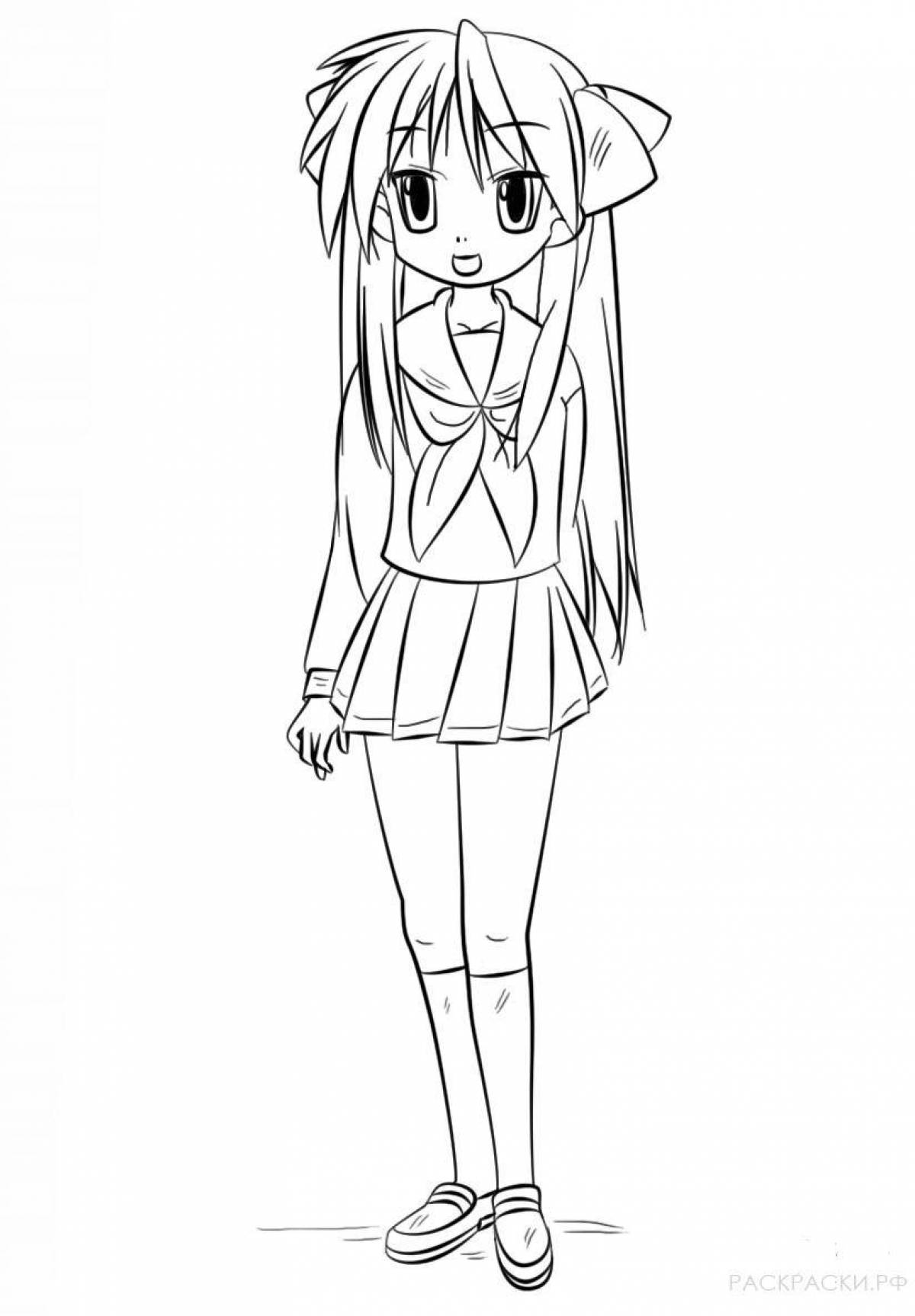 Full length anime girl coloring book