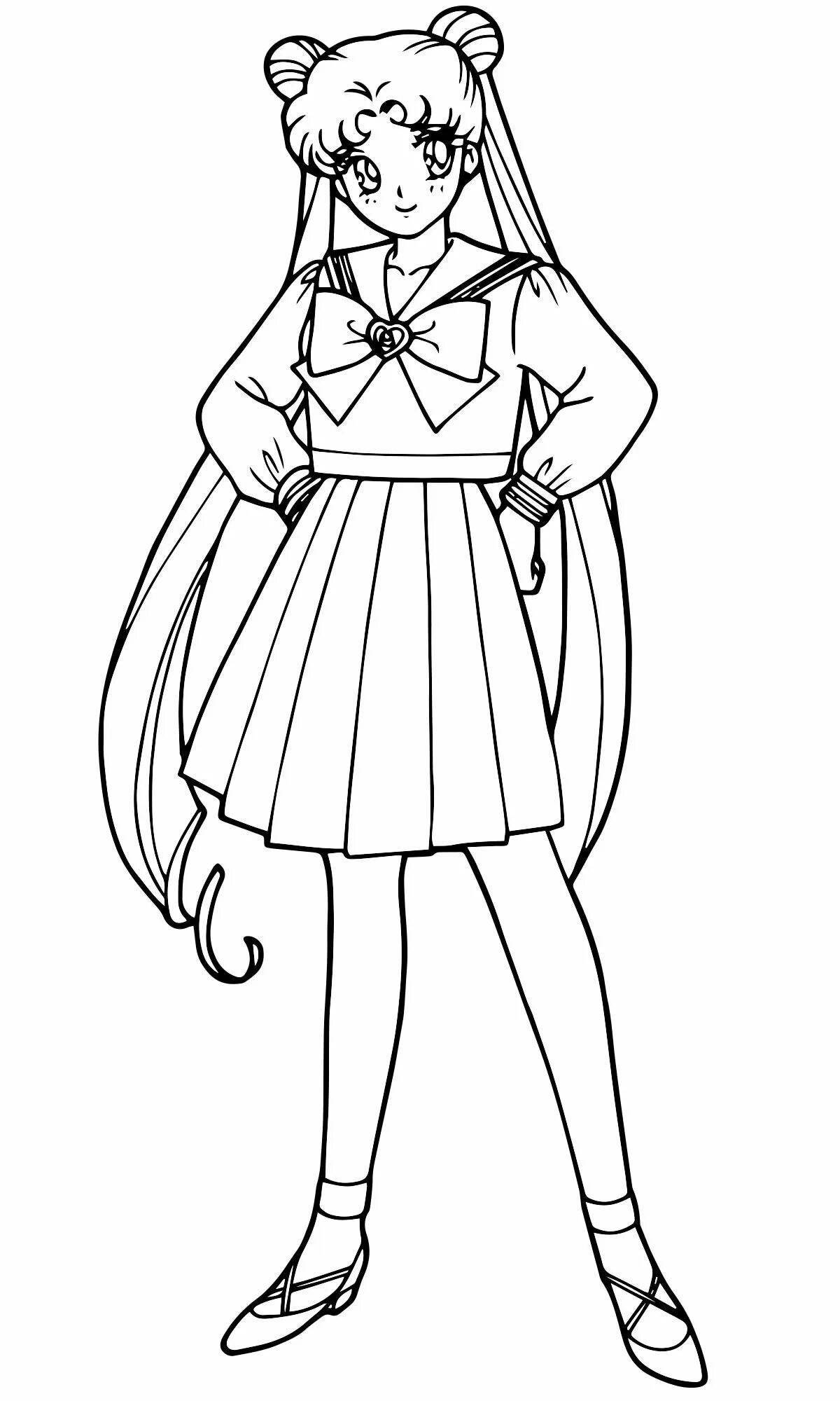 Awesome full length anime girl coloring pages
