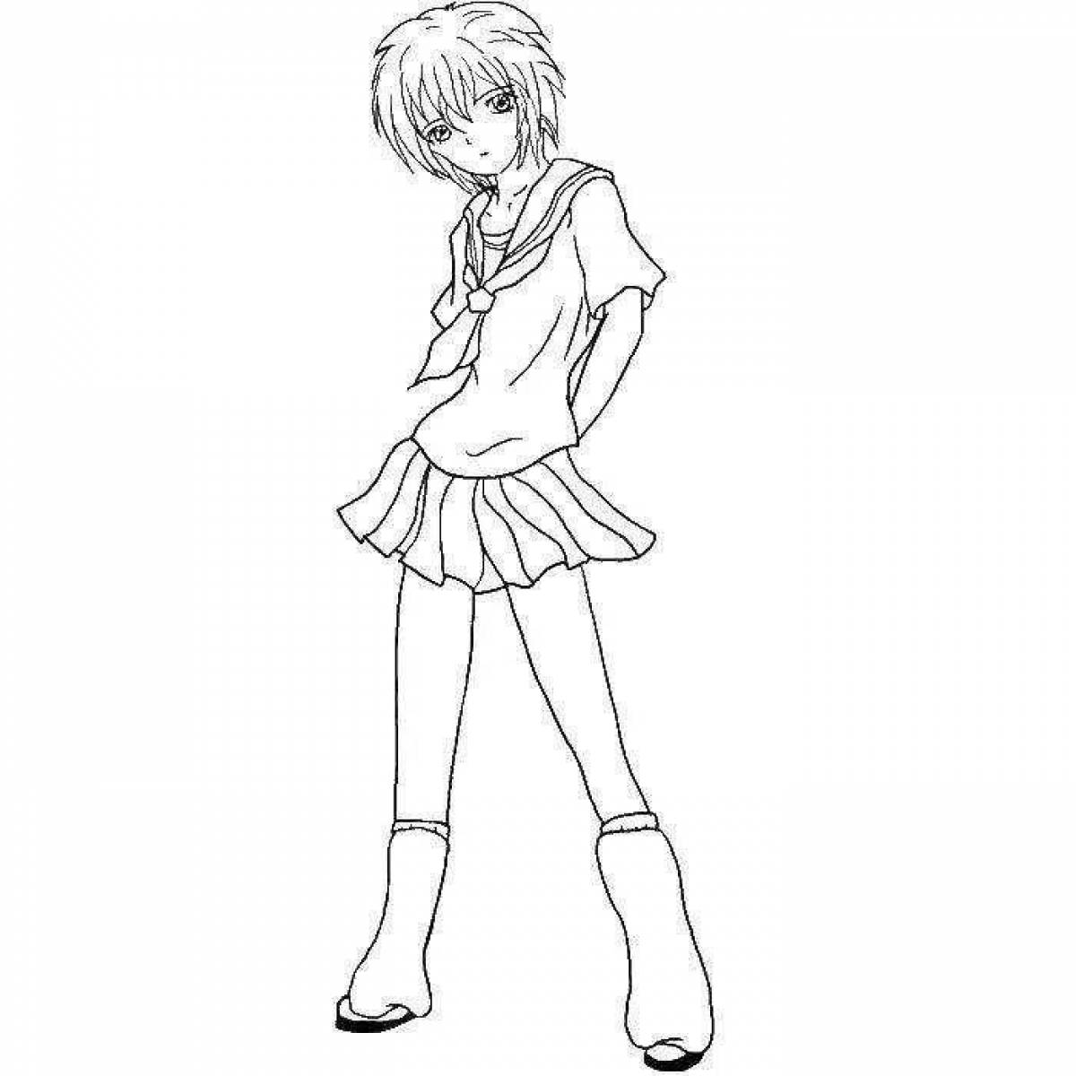 Transcendent coloring page anime full body girls