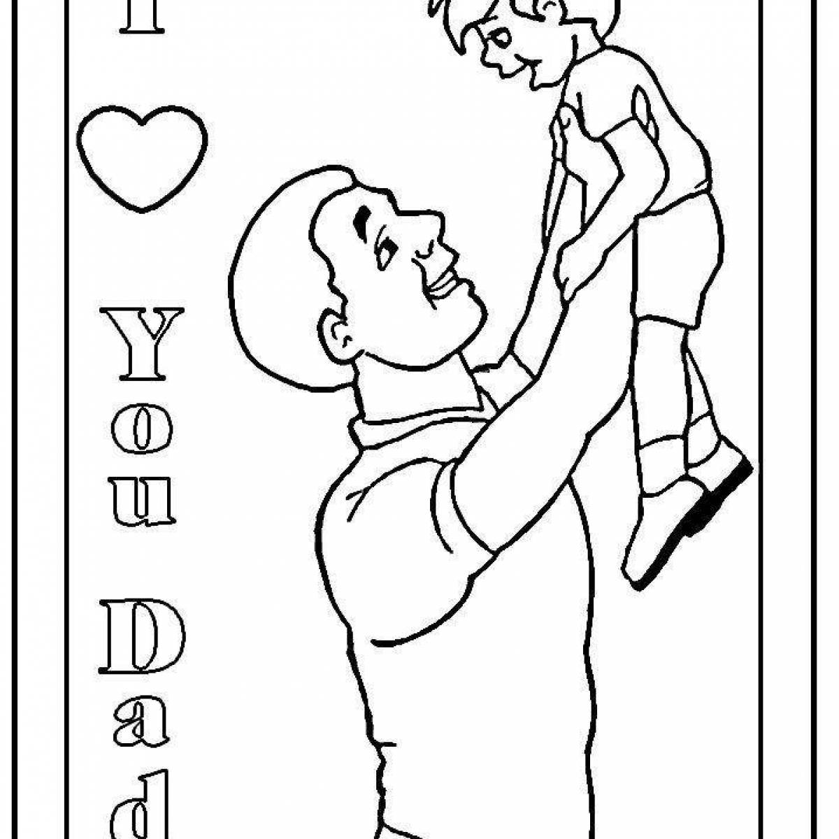 Exquisite happy birthday coloring for dad from daughter